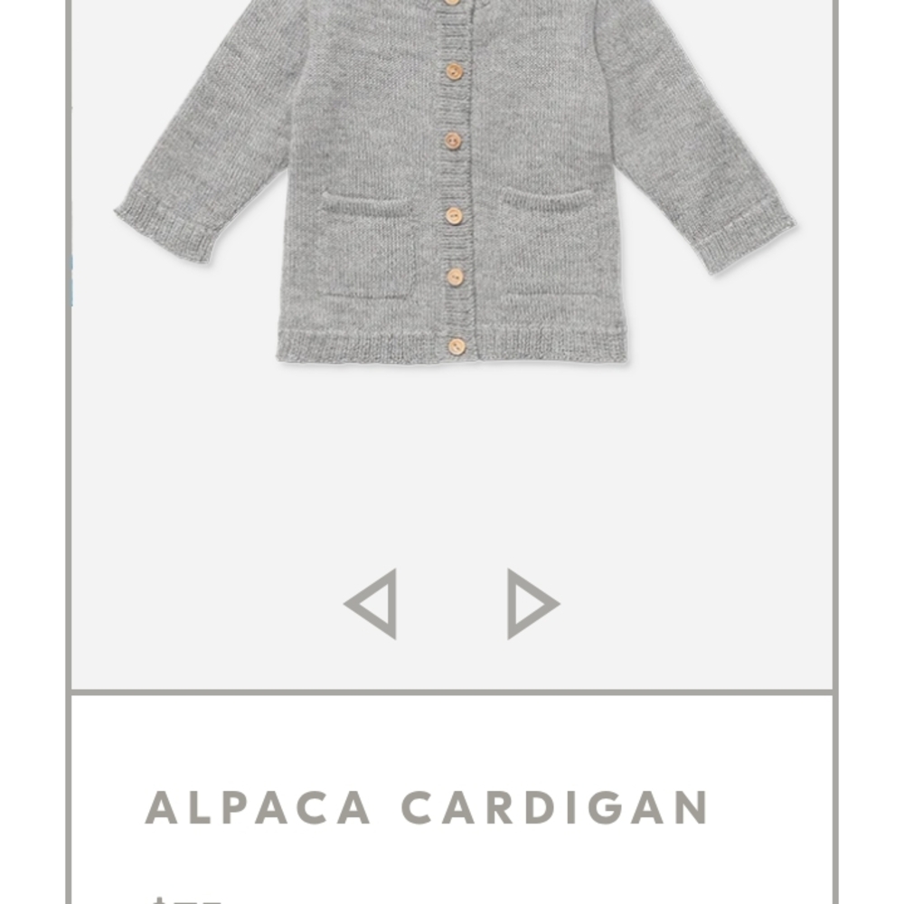 Gray Alpaca Cardigan for Kids.  Wooden Buttons